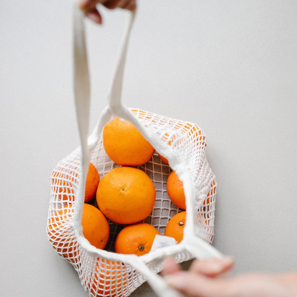 Sac en filet de coton blanc