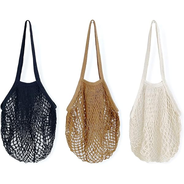 Sac Filet en Coton Blanc – Porté Épaule