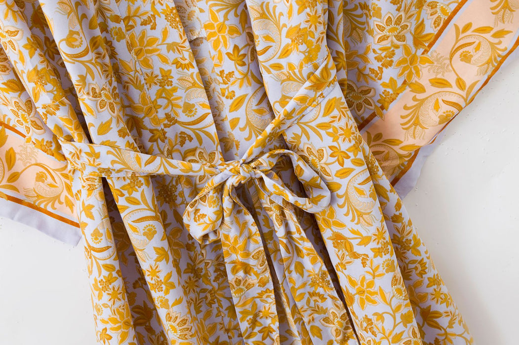 Cotton Print Kimono Jacket Bohemian Long European and American Holiday Cardigan
