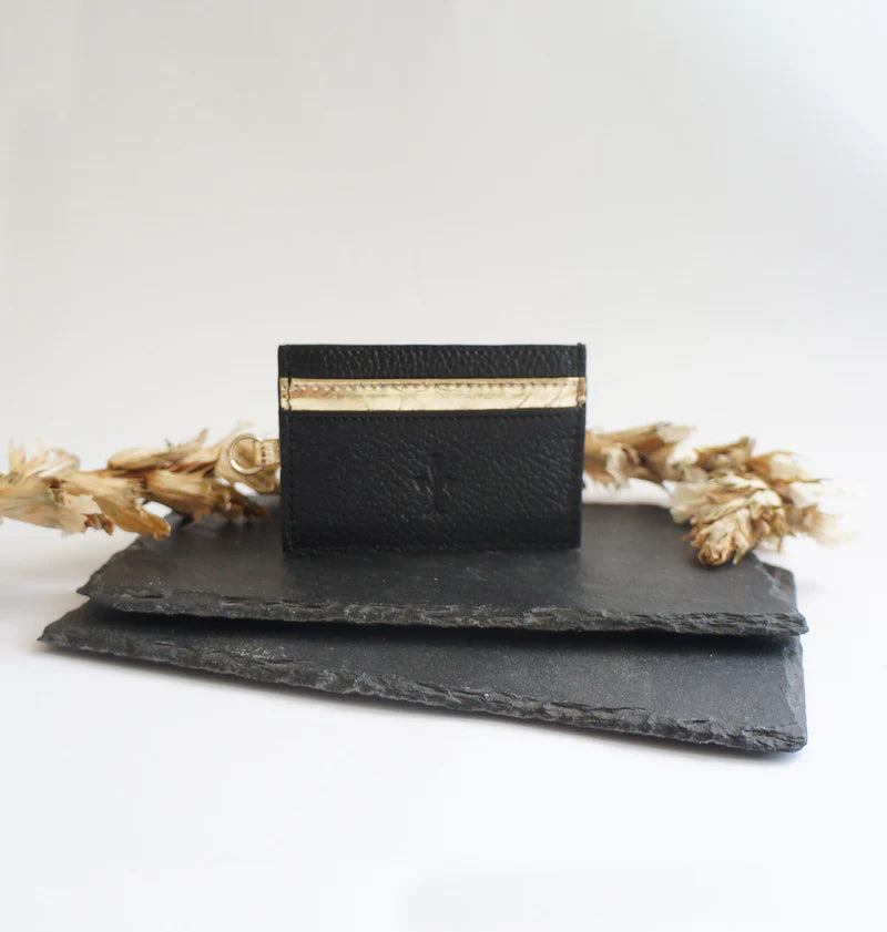 Porte-cartes Compact en chutes de cuit pleine fleur, coloris au choix