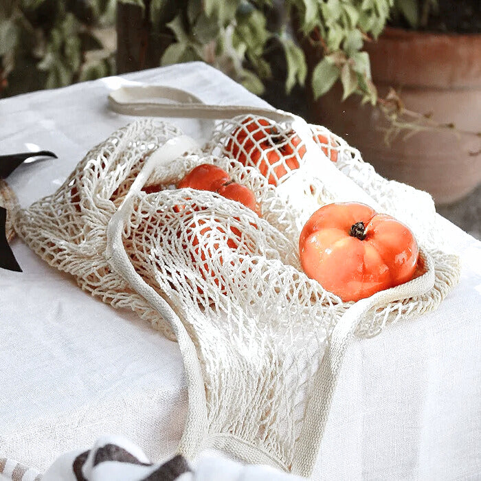 Sac Filet en Coton Noir – Porté Épaule