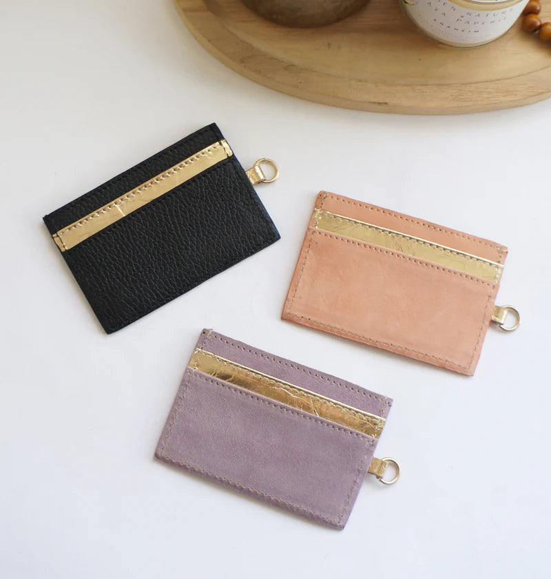 Porte-cartes Compact en chutes de cuit pleine fleur, coloris au choix