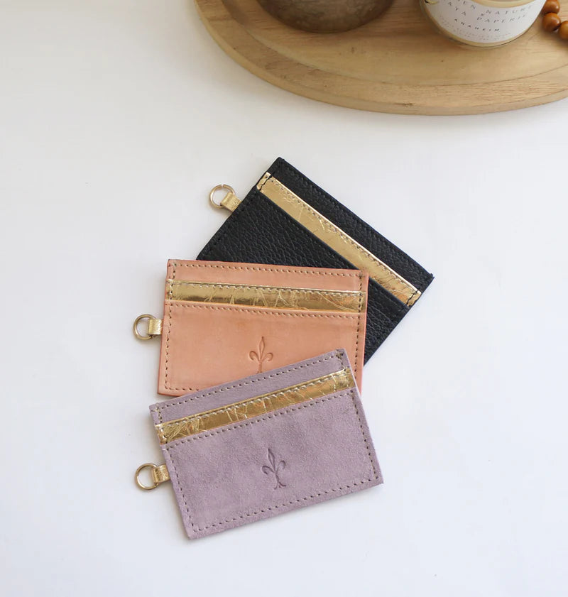 Porte-cartes Compact en chutes de cuit pleine fleur, coloris au choix