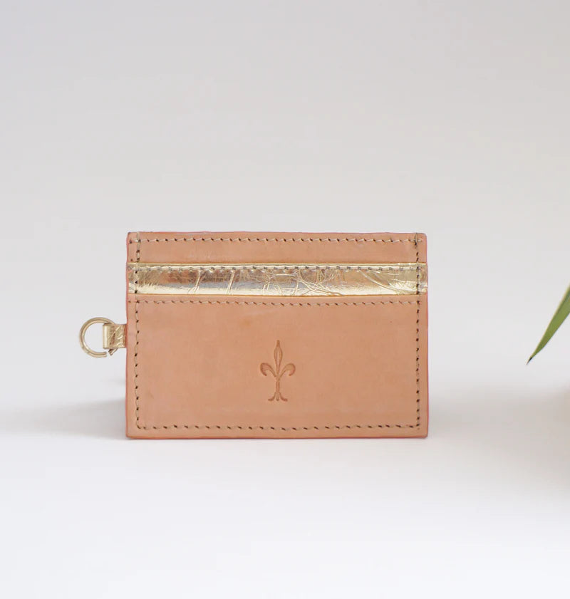 Porte-cartes Compact en chutes de cuit pleine fleur, coloris au choix