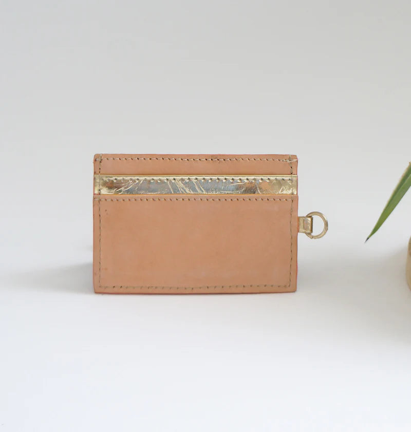 Porte-cartes Compact en chutes de cuit pleine fleur, coloris au choix