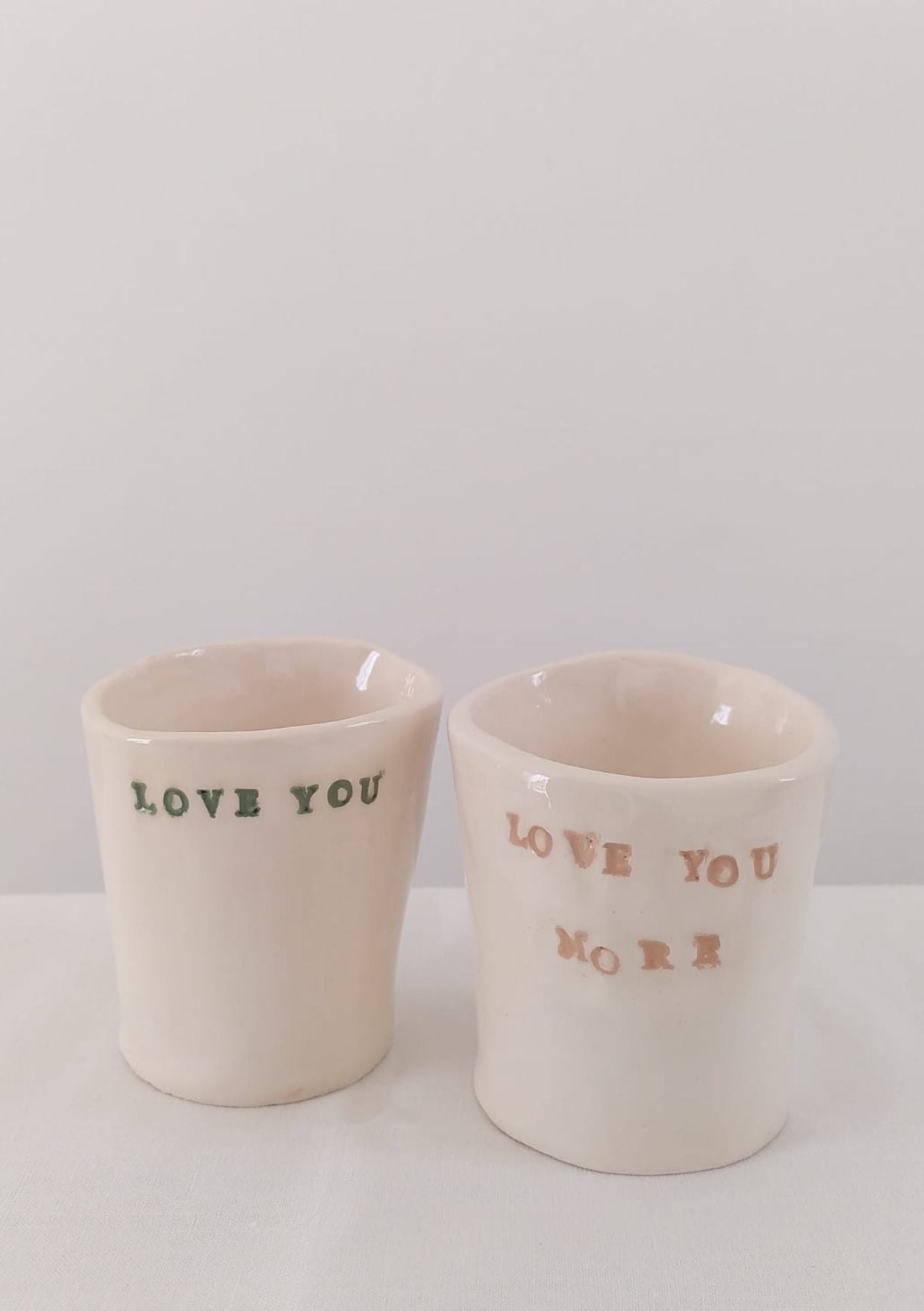 Duo Tasses céramique "Love you" Beige