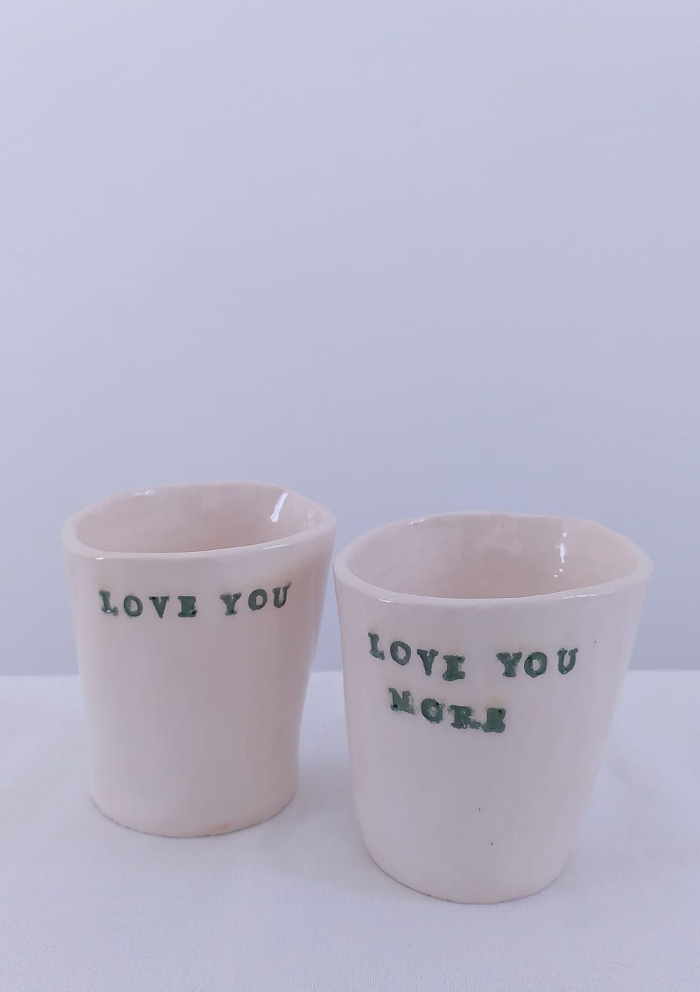 Duo Tasses céramique "Love you" Beige