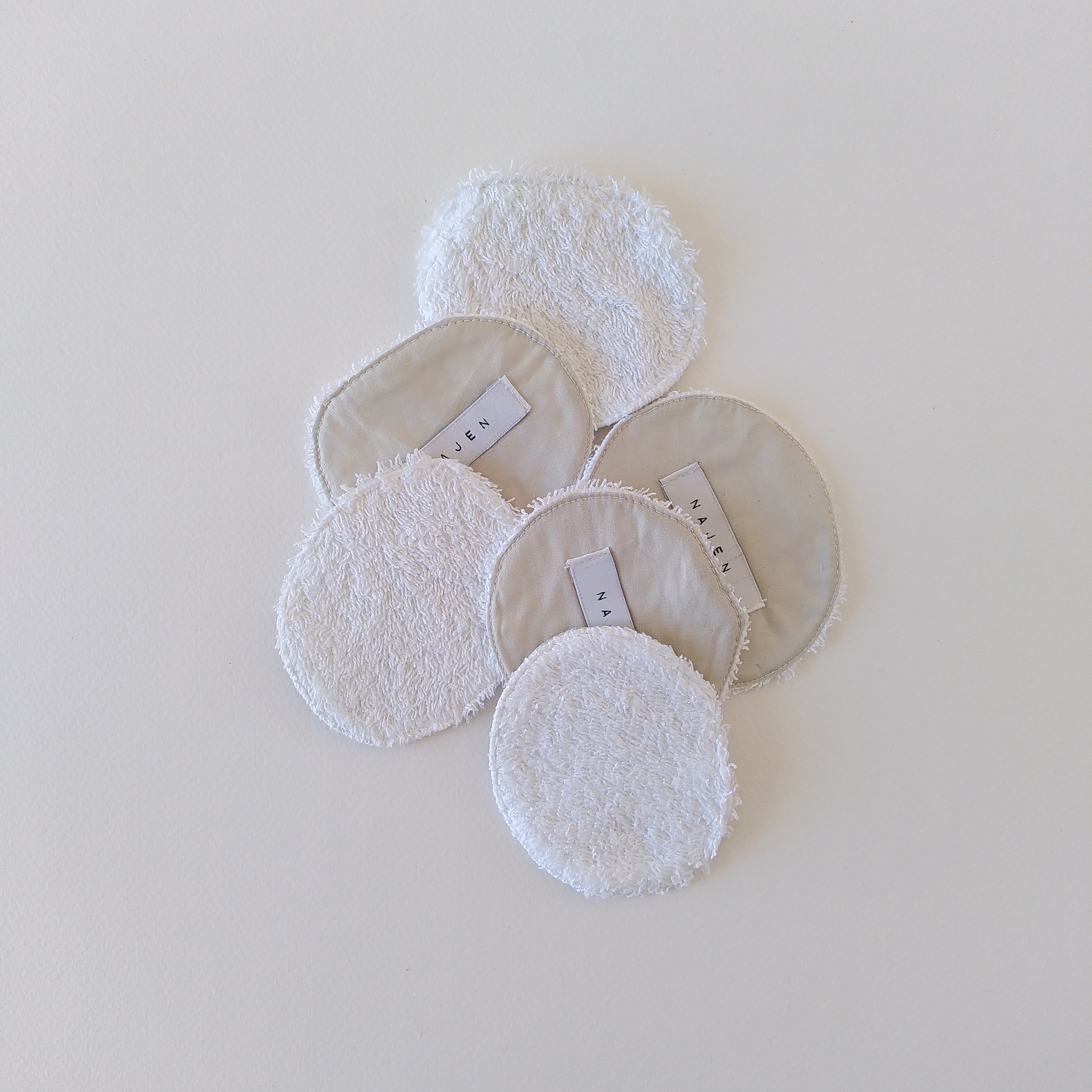 Lot de 6 disques démaquillants beige