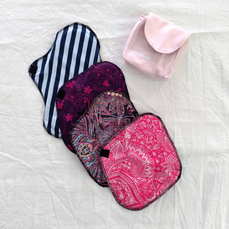 Lot de 4 serviettes hygiéniques lavables Flux léger à moyen